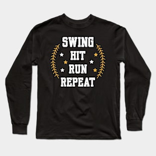 Softball - Swing Hit Run Repeat Long Sleeve T-Shirt